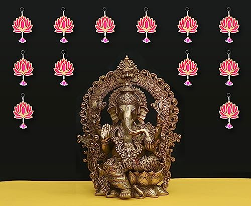 Image of True Decor Jhumka Lotus Decoration Items Temple Decoration Items Wall Hangings for Diwali Decoration Pack of 6