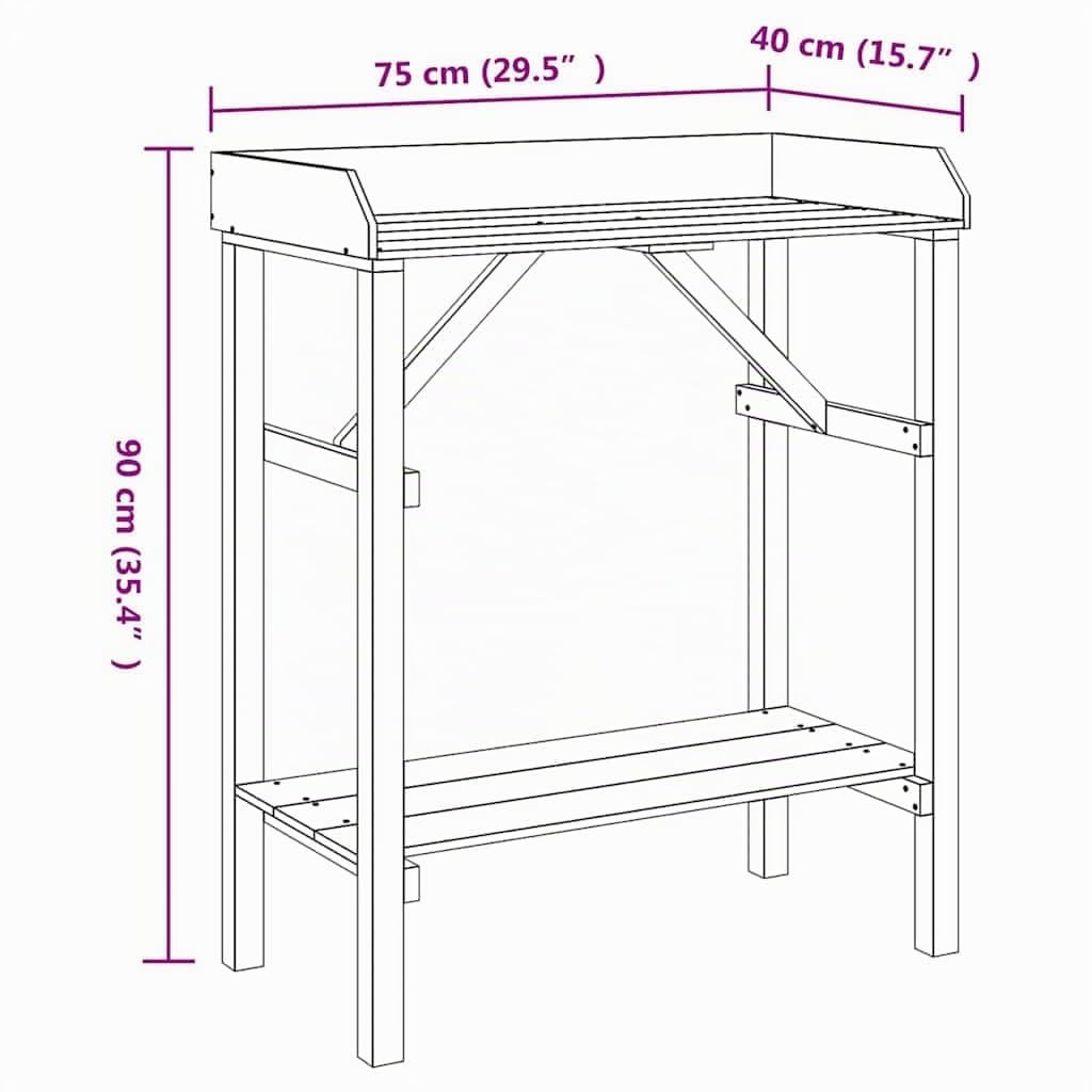 vidaXL Table de rempotage Naturel 75 x 40 x 90 cm Bois de pin Massif