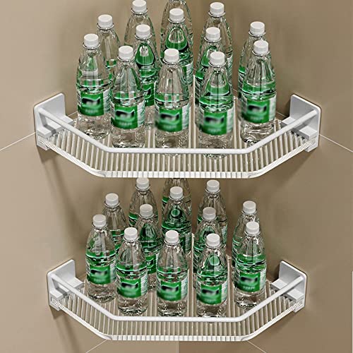 Étagère de rangement de douche blanche double layer trépied sans perforation - 4