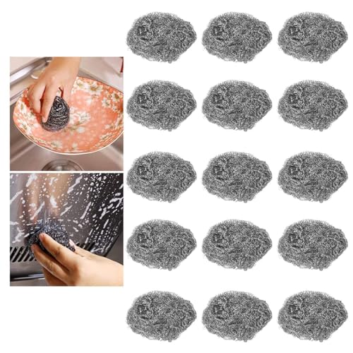 Image of 30Pcs Stainless Steel Scrubber, Pot Scrubber Metal Dish Scrubber Cleaning Ball Utensil Scrubber Density Metal Scrubber Scouring Pads Ball for Pan Cookware Cleaner