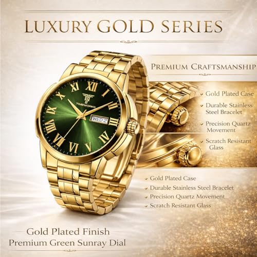 Image of TIMEWORKS Designer Golden Round Shape Day & Date Dial Men's & Boy's Analog Watch 417YYM16