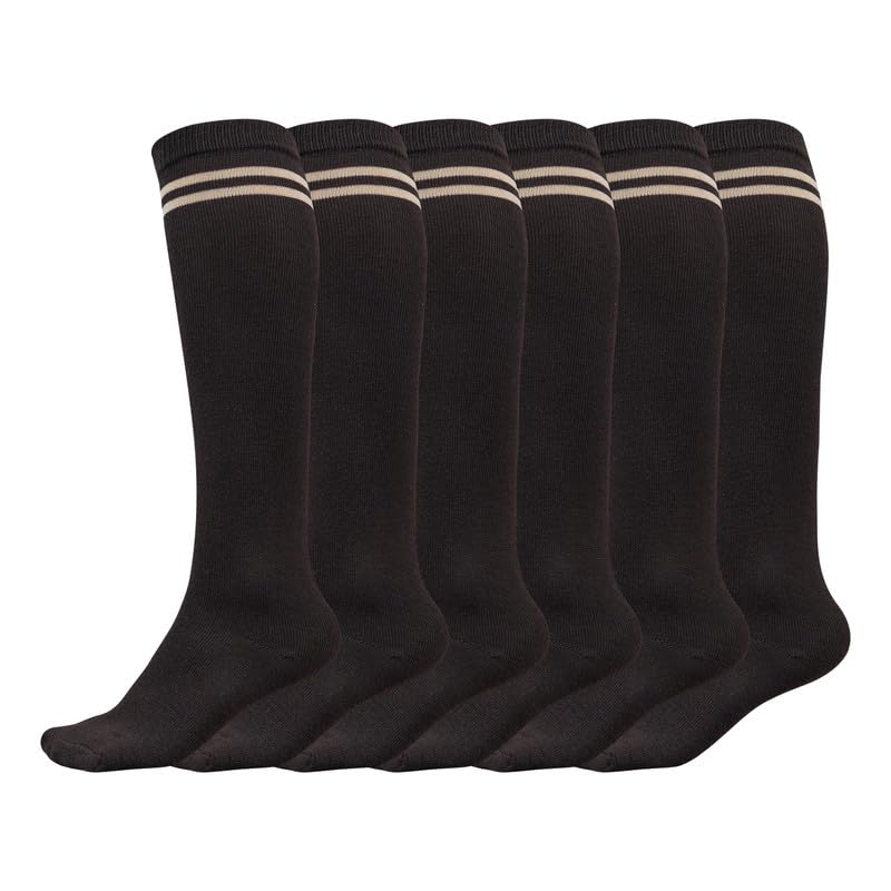 Image of WKLOUYHE Kids school socks for boys and girls,Knee Long Length soft cotton uniform Stripes socks Pack Of 06