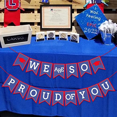 Image of Red Blue We are So Proud of You Banner 2022 Graduation Party Garland Backdrop Decoration Gift Ideas