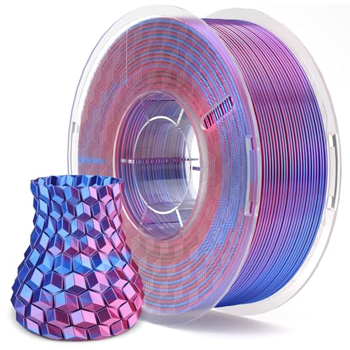 Image of ELEGOO Silk PLA Filament 1.75mm Magenta Blue 1KG, Shiny Multi Color 3D Printer Filament Dimensional Accuracy + /- 0.05mm, 1kg Spool(2.2lbs) Fits for Most FDM 3D Printers