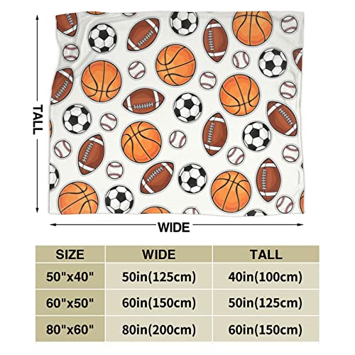 Fuzawet Sports Ball Blanket Basketball Baseball Football Soccer Throw Blanket Warm Cozy Fleece Sports Gifts Blanket For Boys Girls Kids Teens Fans 40"X50" #TOP3