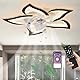 LED Leise Deckenventilator Mit Beleuchtung 50W Deckenlampe Mit Ventilator Mit Fernbedienung /APP Dimmbare Lampe Mit Ventilator 5 Lichter Blumenform Acryl Lampenschirm Wohnzimmer Schlafzimmer Schwarz