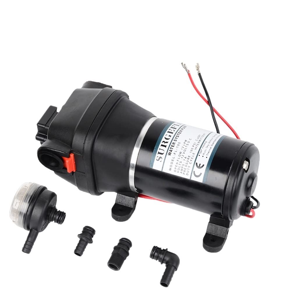 Pigene Adjustable Small Submersible Pump Fl-100 12V 24V High Pressure 100 Psi(7.0Bar) Lift Max 60M Electric Diaphragm Cleaning Pump (Size : Fl100 24V)