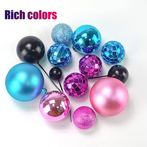 14 Pcs Music Cake Topper Blue Pink Black Balls Cake Decorations Mirror Balls Disco Theme Party Supplies Happy Birthday Cake Topper For Wedding Boys Girls Musical Video Media Birthday Party #TOP2