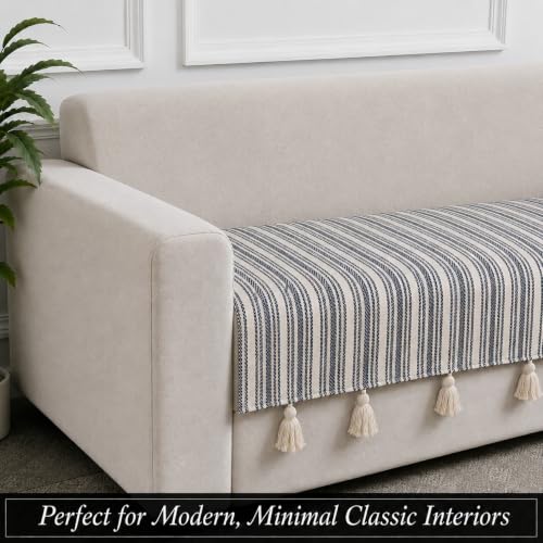 Image of STITCHNEST 'Nomad Weave Collection' 2 Seater Sofa Cover| Elegant Jacquard Fabric, Decorative Tassels, Washable & Durable for Modern Living12