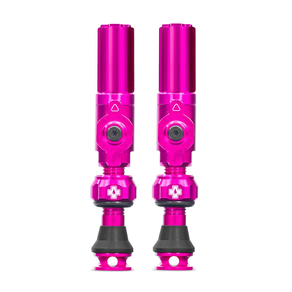 Muc-Off Big Bore Hybrid Tubeless Valves - Maximum Air Flow CNC Aluminium Valve System - Coreless Design for Presta Rims - Fast Inflation and Sealant Fill - Pink, 35mm
