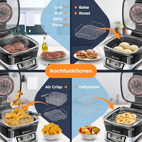 KESSER® Multikocher Küchengerät 8L & 16 Programme - Grillen, Backen, Schmoren, Dampfgaren mit Vorheiz- & Warmhaltefunktion, Schnellkochkopf, Heißluftfritteuse, Reiskocher, Slow Cooker, Joghurtbereiter 7 KESSER® Multikocher Küchengerät 8L & 16 Programme - Grillen, Backen, Schmoren, Dampfgaren mit Vorheiz- & Warmhaltefunktion, Schnellkochkopf, Heißluftfritteuse, Reiskocher, Slow Cooker, Joghurtbereiter