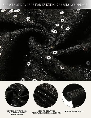 Shawls and Wraps for Evening Dresses, Sequin Ironable Pashmina Shrug for Party3