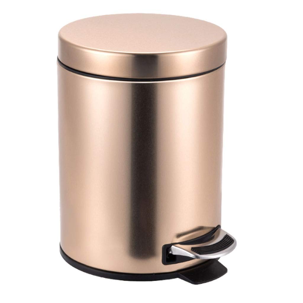 UPJAKS Cubo de Basura Caja Decorativa de un Solo Toque plástica con Efecto metálico Curvado, Bote de Basura pequeño del hogar 5L Bote de Basura Baño (Color : B)