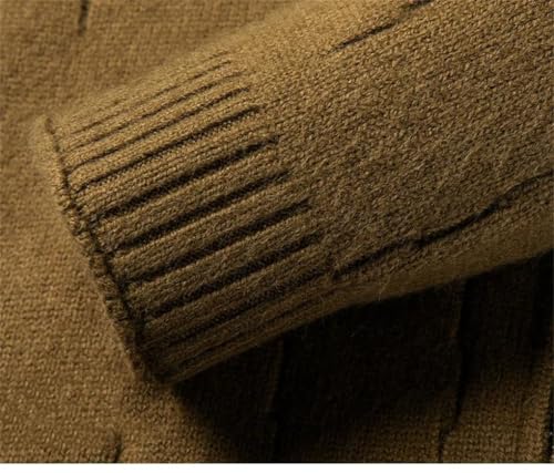 Men's Stand-Up Collar Solid Color Cardigan Knitted with Zipper Winter Warm Long Sleeves Sweater4