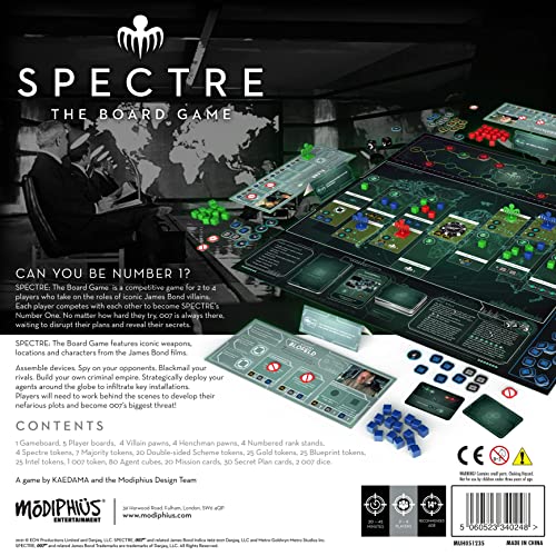 Spectre The Board Game | Spy Vs. Spy On The James Bond Movies For Adults And Kids | Ages 14+ | 2-4 Players | Average Playtime 20-45 Minutes | Made By Modiphius Entertainment #TOP3