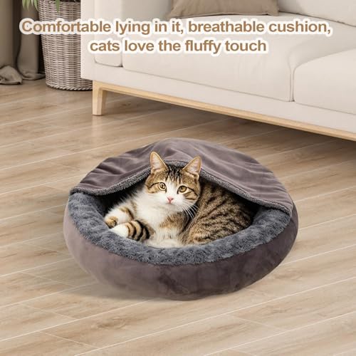 Körbe für Katzen – Hundekorb mit Höhle – rundes Bett in Donutform, warm und deckend, zur Beruhigung von Welpen im Freien während der Wintersaison auf Reisen und für – Bild 8