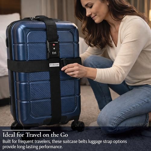 Image of Brookstone Luggage Strap - 2-in-1 TSA-Approved Expandable Luggage Straps for Suitcases with Keyless 3-Digit Combination Lock, Size One Size, Vintage Green
