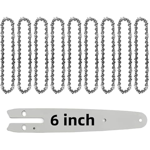 6 Inch 9pcs Chains + 1 Bar Chainsaw Chains and Bar Cover