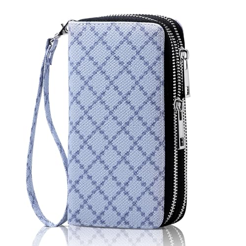 Image of Cellphone Wallet for Women Dual Zipper Long Purse with Removable Wristlet