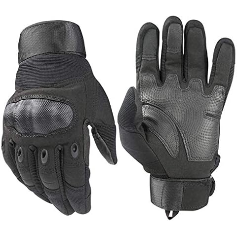 Outdoor Joint Protection Gloves, Hard Knuckle Full Finger Touch Screen Gloves for Men & Women Cycling Motorcycle Hiking Camping Training (M, Black) Cover