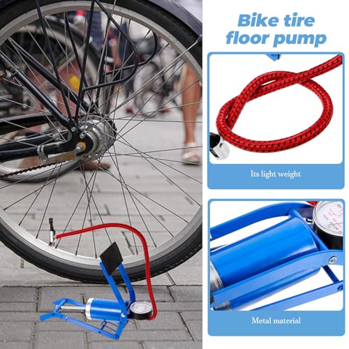 Bomba de piso para bicicleta roja Ciieeo inflador manual con manómetro de presión integrado 3