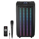 IQ Sound IQ-8265BT 2 x 6.5-Inch Portable Bluetooth Backpack Speaker with LED Light Panel, TWS, FM Radio, Mic Input, USB/Micro SD/AUX Input, Remote Control, Rechargeable Battery - Perfect for any event