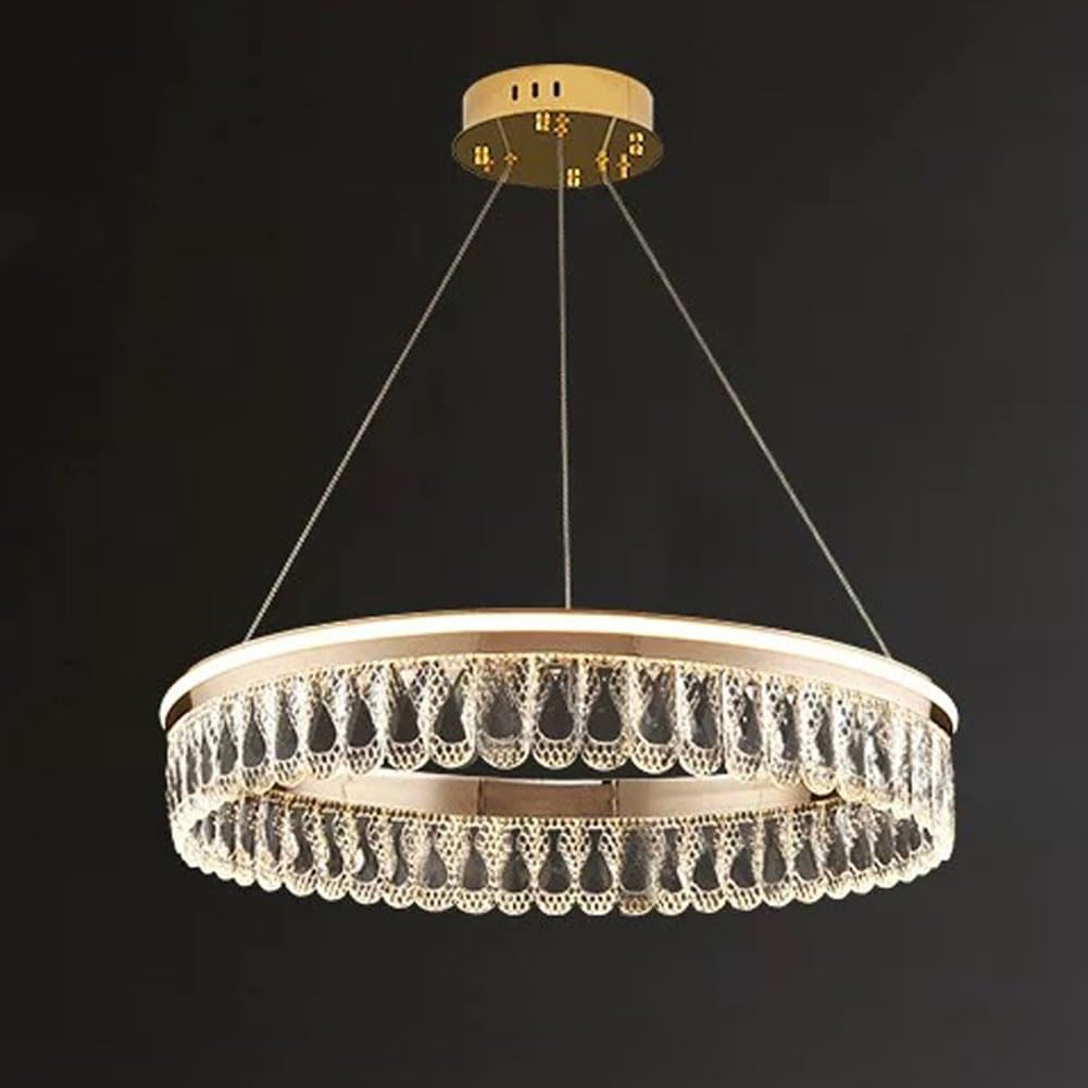 HXYSXHJUO Light luxury round crystal chandelier, modern minimalist for living room dining bedroom light fixtures,40cm