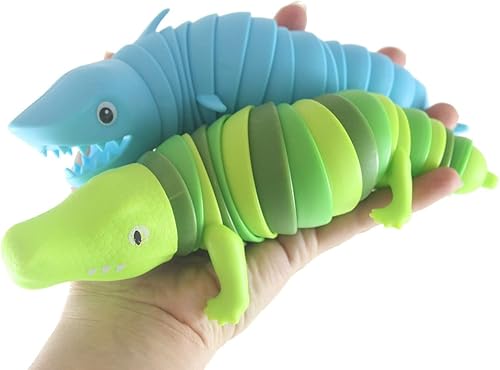Shark and Alligator Fidgets - Juego de 2  Juguete grande de criatura articulada de cocodrilo articulada  Único disponible en Yaxa Colombia