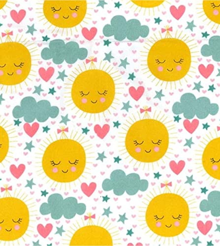 Tissu en polycoton imprimé Happy Suns de qualité supérieure 1000cm