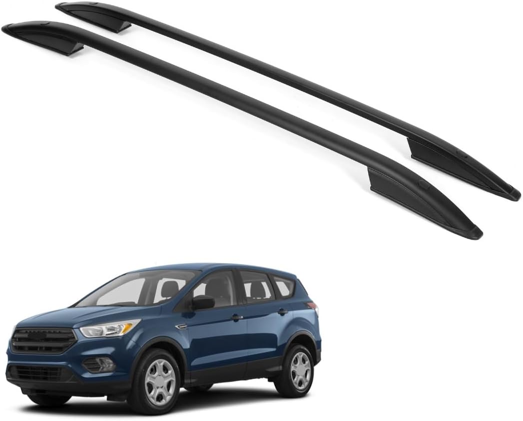 ERKUL Aluminum Roof Side Rails for Ford Escape 2013-2019 - Black All-Weather Rack for Skis, Snowboards, Luggage, 165 lbs Capacity