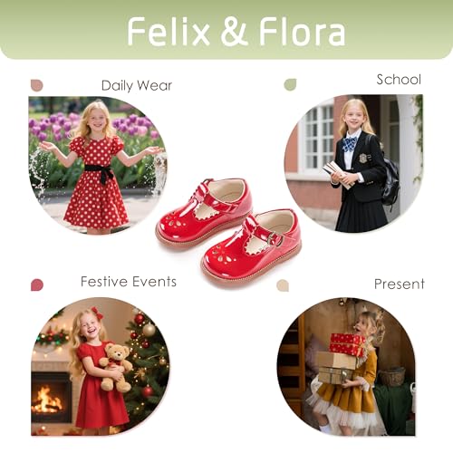Image of Felix & Flora Toddler Little Girl Mary Jane Dress Shoes - Ballet Flats for Girl Party School Shoes