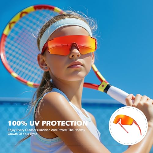 Image of Fanshen Youth Baseball Sunglasses for Kids - Polarized Sunglasses Softball Cycling for Boys Girls Ages 3-12 UV Protection