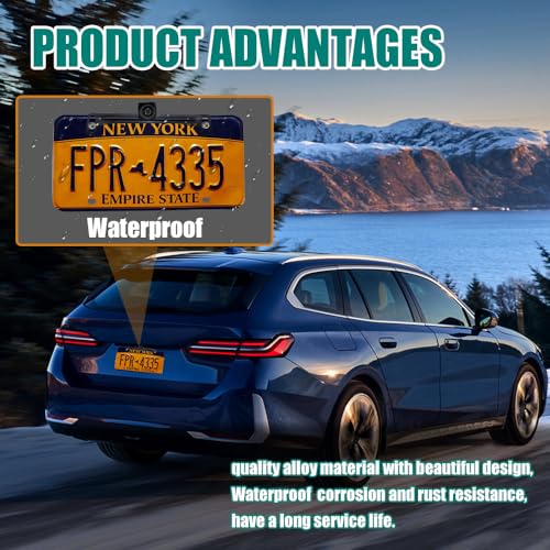 Image of Universal Car Rear View Camera License Plate Bracket, Full Stainless Steel Anti-Rust Paint Backup Camera License Plate Mount, Dash Cam Mirror Camera Kit Accessories Rearview Camera Mount, Black