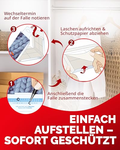Aeroxon Mottenfalle Kleidermotten, 6 Stück Pheromonfalle für Kleiderschrank – Ansicht 5
