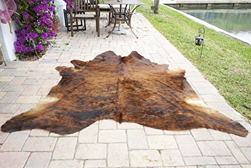 Dark Brindle By Rodeo Cowhide Rug Hair On Cowhide Leather Rug Great Decoration Essential Western Decor Must Have (6X6) #TOP2