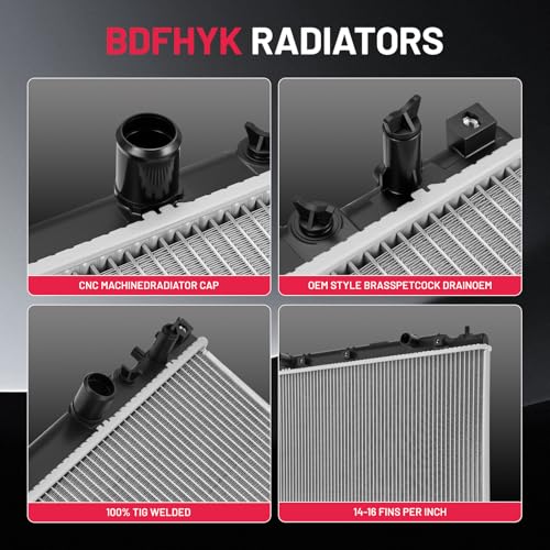 Image of BDFHYK 13644 Aluminum Radiator for Honda CR-V 2017-2019, CU13644 DPI 13644, 1-Row 16mm Core, Direct Fit Replacement, OE 190105PHA01
