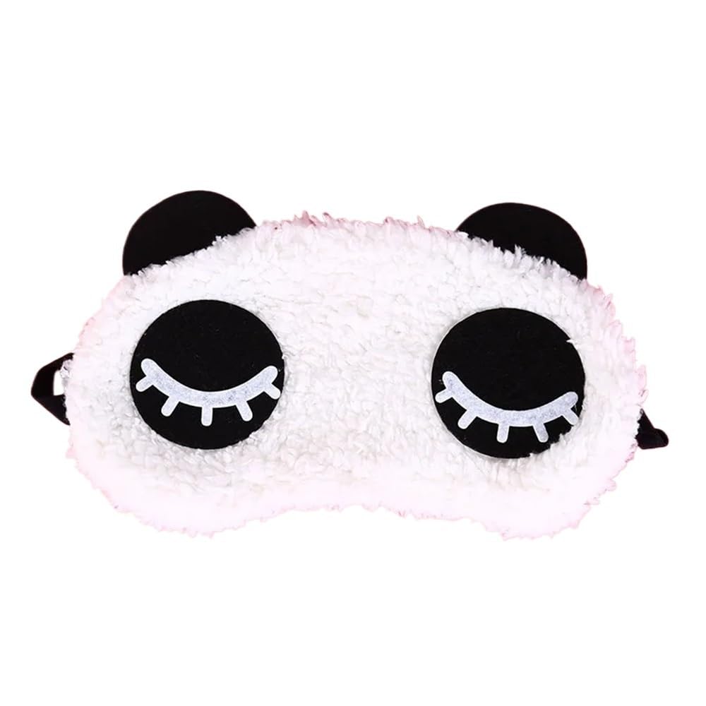 Mascherina per occhi con simpatico panda in stile cartone animato, per ombreggiare gli occhi, in cotone, per dormire, per la salute, 3 stili (LY, 3 pezzi)