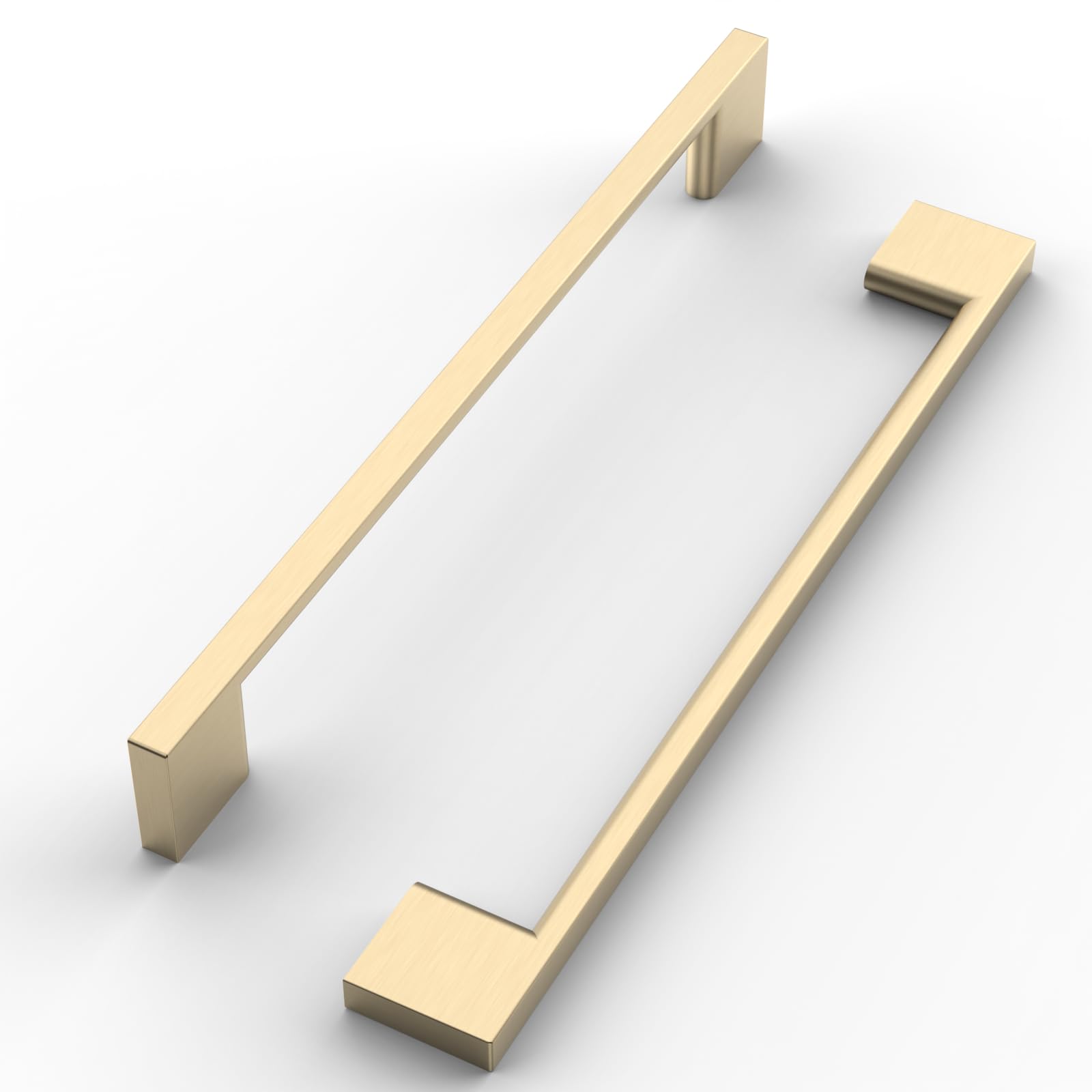 FILTA 10 Pack 7.5 Inch(192mm) Hole Centers Brushed Brass Cabinet Pulls,Stylish Kitchen Cabinet Handles Zinc Alloy Gold Cabinet Hardware for Cabinets