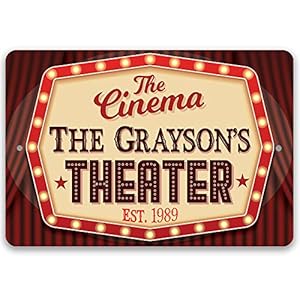 Movie Night Supplies Personalized The Cinema Metal Sign Movie Theater Decor Home Theater Accessories Movie Room Decor Movie Night Decorations Basement Decor Movie Theater Signs