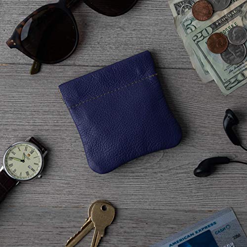 Image of Nabob Leather Genuine Leather Squeeze Coin Purse, Coin Pouch Made IN U.S.A. Change Holder For Men /Woman Size 3.5 X 3.5 (Purple)