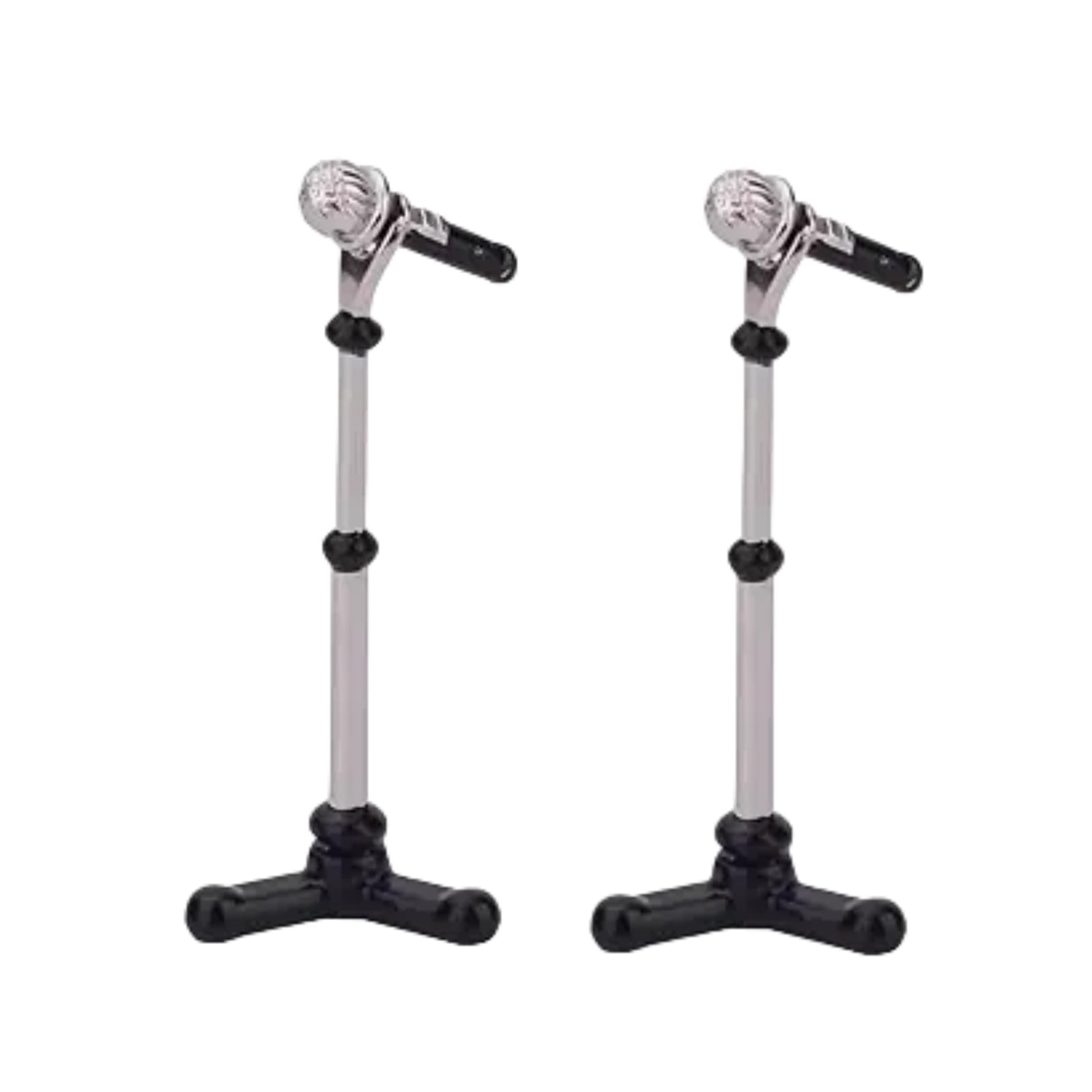 2Pcs Black 1/12 Dollhouse Miniature Accessories,Metal Microphone with Stand