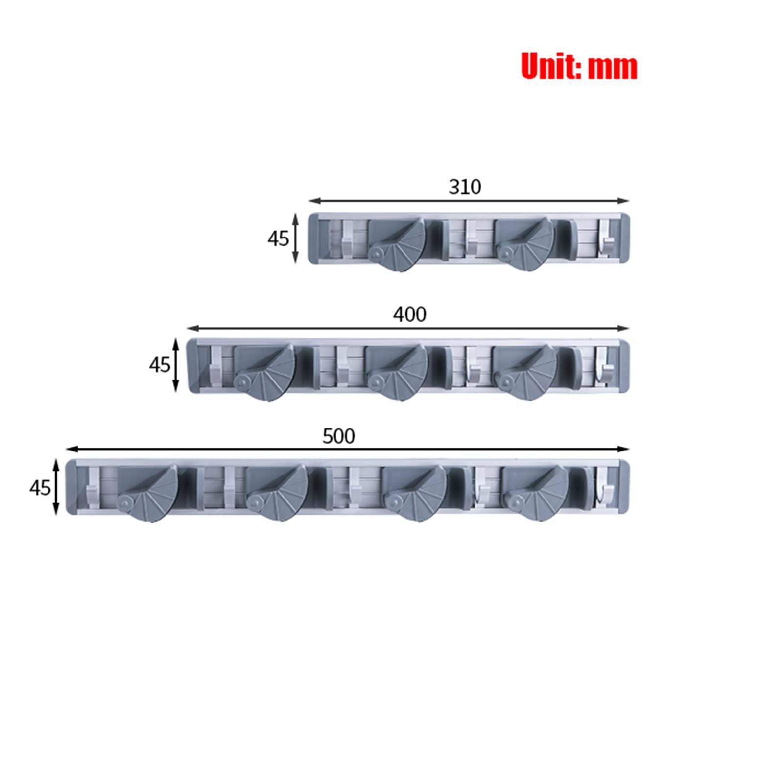 Wandhalterung Besenständer, Space Aluminium Mopphalter Werkzeug Organizer, selbstklebend, kein Bohren, strapazierfähiger Moppständer, for Hausgarten, Garage (Size : 50 * 4.5cm)