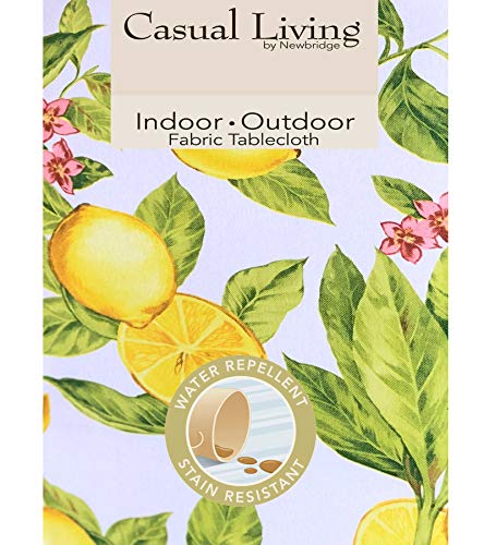 Newbridge Lemon Zest Botanical Print Indoor Outdoor Heavy Weight Fabric Tablecloth - Yellow Lemon Vine Water And Soil Repellent Fabric Tablecloth, 60 Inch X 84 Inch Oblong/Rectangular #TOP1