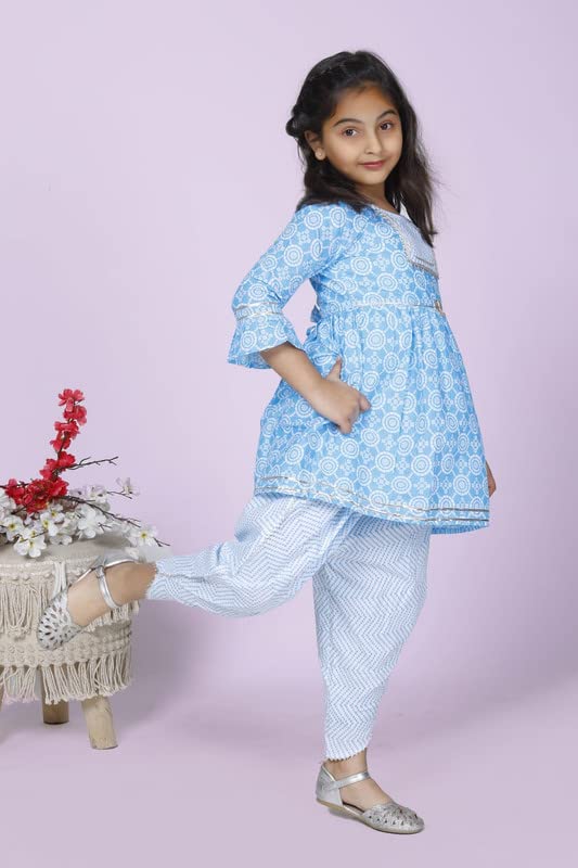 Image of ANNA's Arron Pants For Baby Girls Kids Summer Wear Dresses|Ethnic Dress For Kids| Kurti Pant For Kids