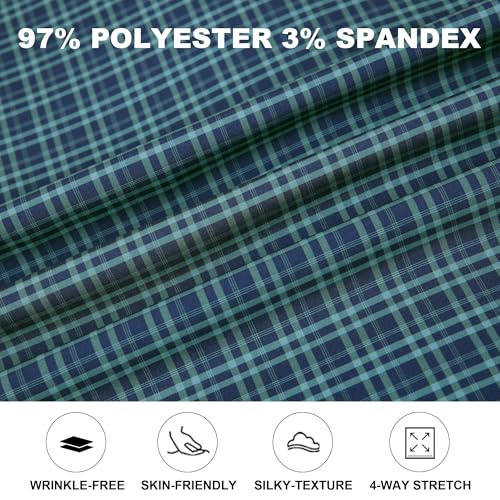 Mens Casual Button Down Shirts Wrinkle Free 4-Way Stretch Dress Shirs Short Sleeve Plaid Summer Shirts for Men4
