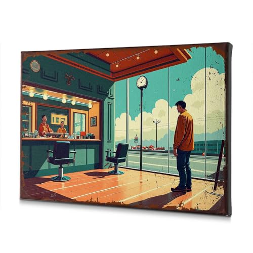 Toile pour salle de bain homme barbier 30x40cm décoration murale rétro