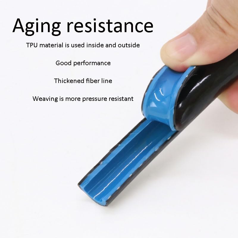 flexiable rubber Double layer Fuel Pipe Resin Wire-clamping Oil-resistant Tubing Oil Pipeline ID 6mm 8mm 10mm 12mm 14mm 16mm Black Blue Core 5 meter drain elastic (Color : Blue Core, Size : ID 12mm-