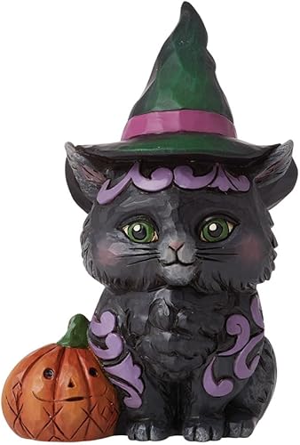 Enesco Jim Shore Heartwood Creek - Figura en miniatura de gato negro, 3.93 pulgadas, multicolor