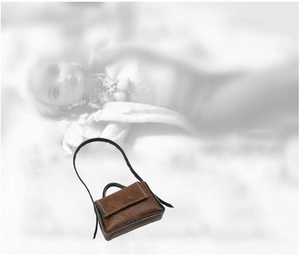 Doll Handbag PU Leather Purse 1/6 Dolls Accessories Mini Shoulder Bag with Strap Dress Up Clothes Accessory Suitable for Blythe Dolls Collecting Role, Brown, 4x2.5x1.8cm