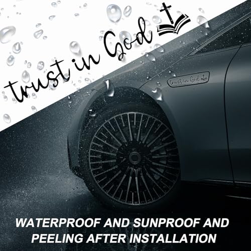 Image of DXNQ Trust in God Rearview Mirror Decals, Automotive Vinyl Rear View Mirror Decorative Stickers, Waterproof Trust in God Stickers for Car Truck Laptop, Car Accessories (2PCS,Black,Style 2)